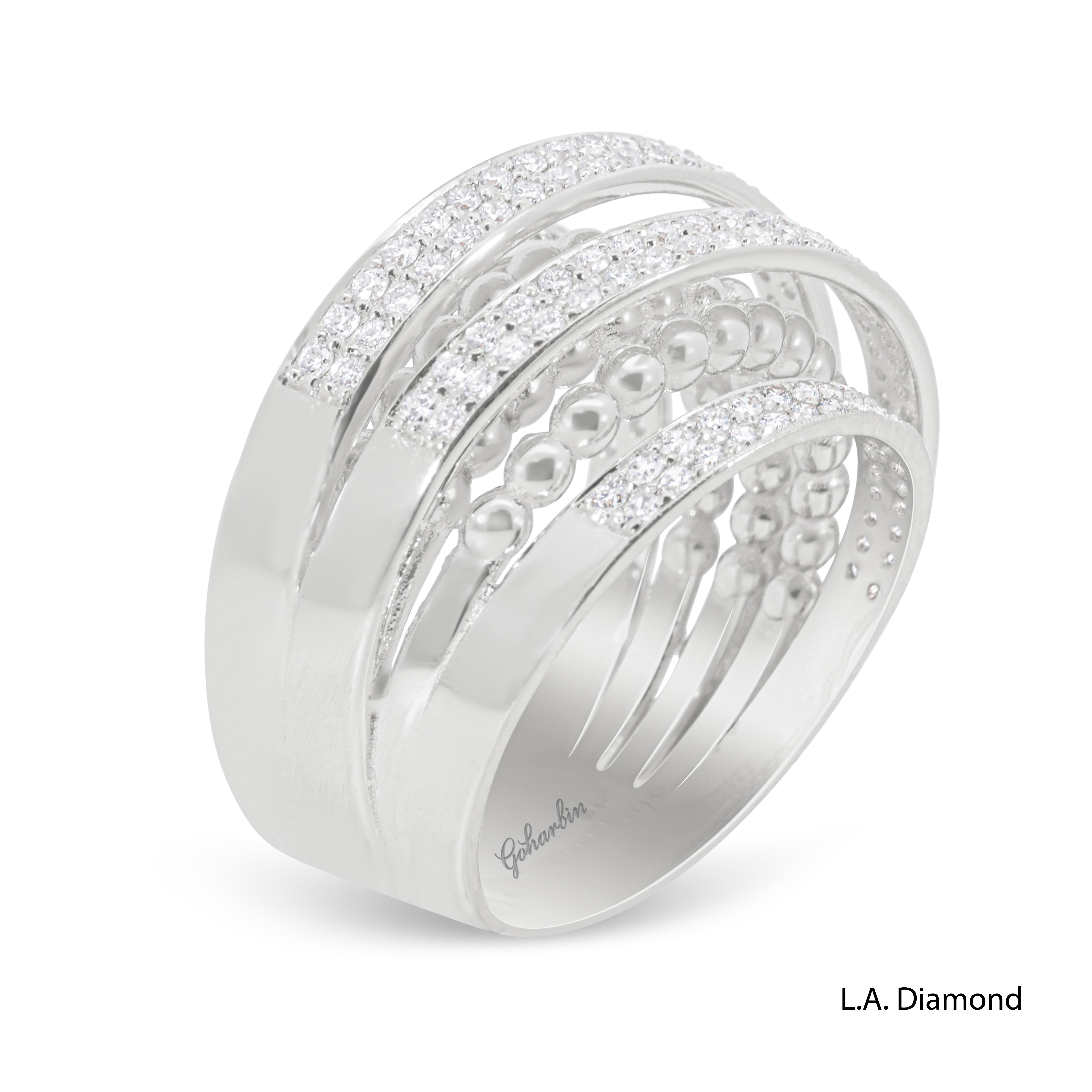 14K Yellow Gold Multi-Row Diamond Band (1.05 ct)