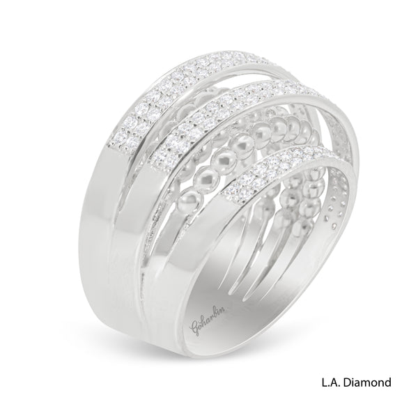 14K Yellow Gold Multi-Row Diamond Band (1.05 ct)