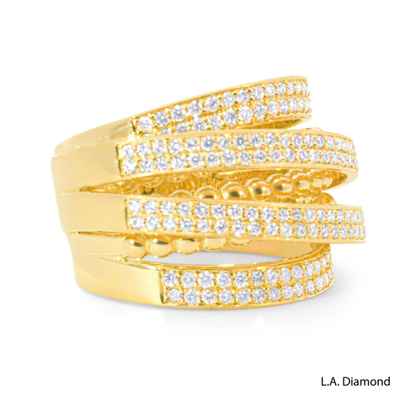 14K Yellow Gold Multi-Row Diamond Band (1.05 ct)