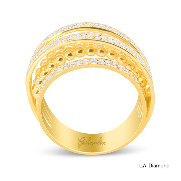 14K Yellow Gold Multi-Row Diamond Band (1.05 ct)