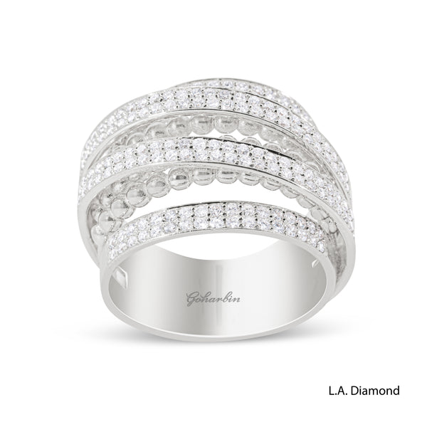 14K Yellow Gold Multi-Row Diamond Band (1.05 ct)