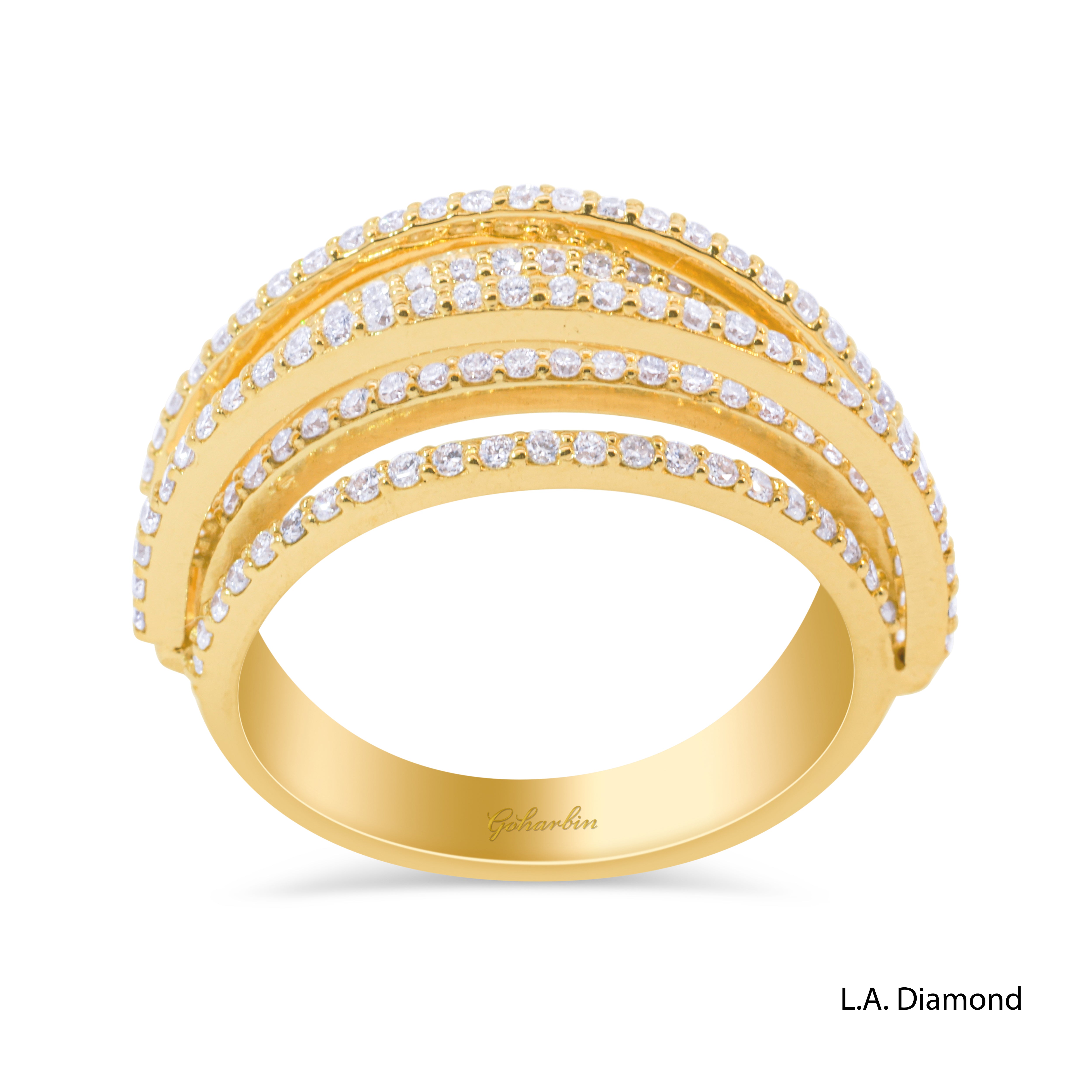 14K Yellow Gold Pavé Cross-Over Diamond Ring (1.00 ct)