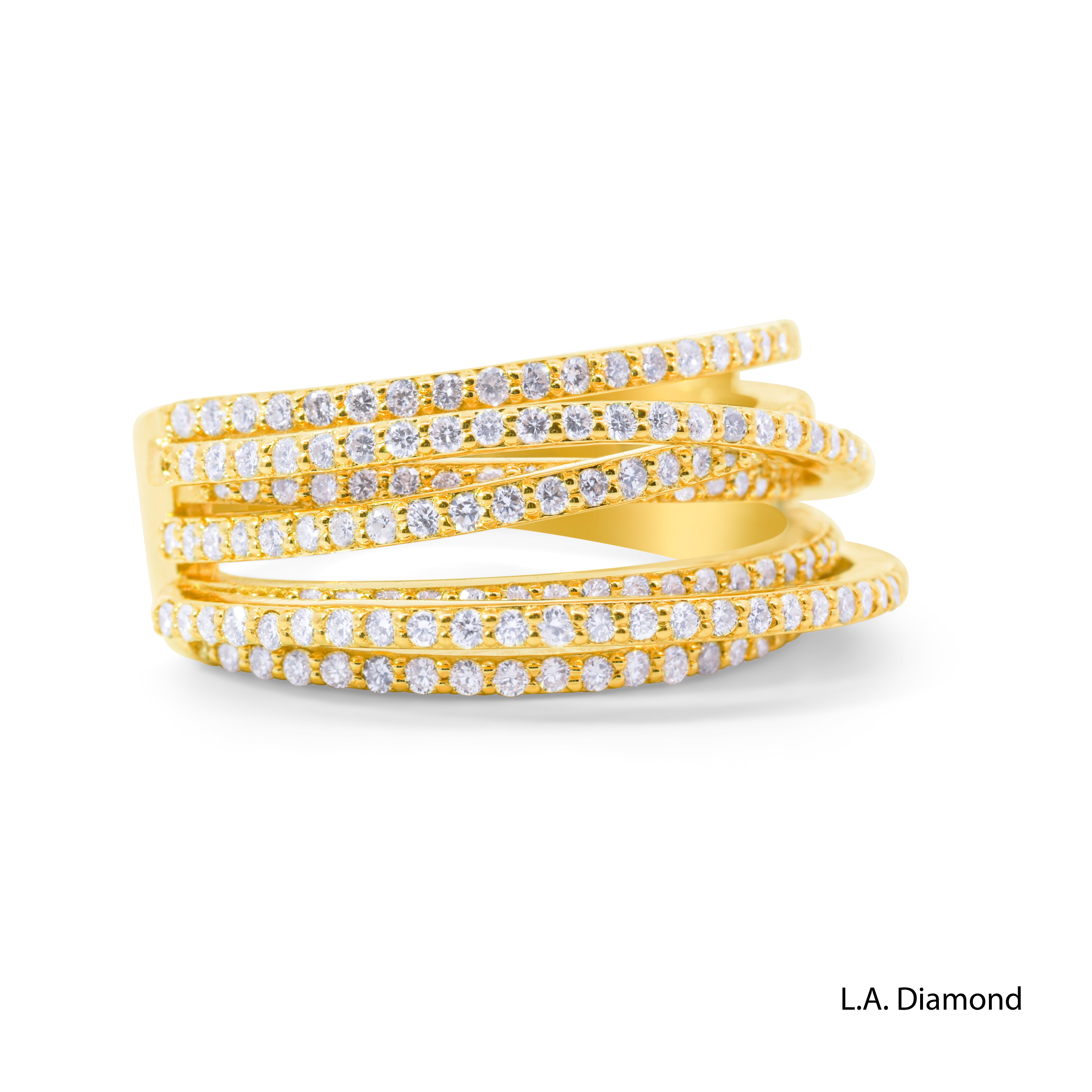 14K Yellow Gold Pavé Cross-Over Diamond Ring (1.00 ct)