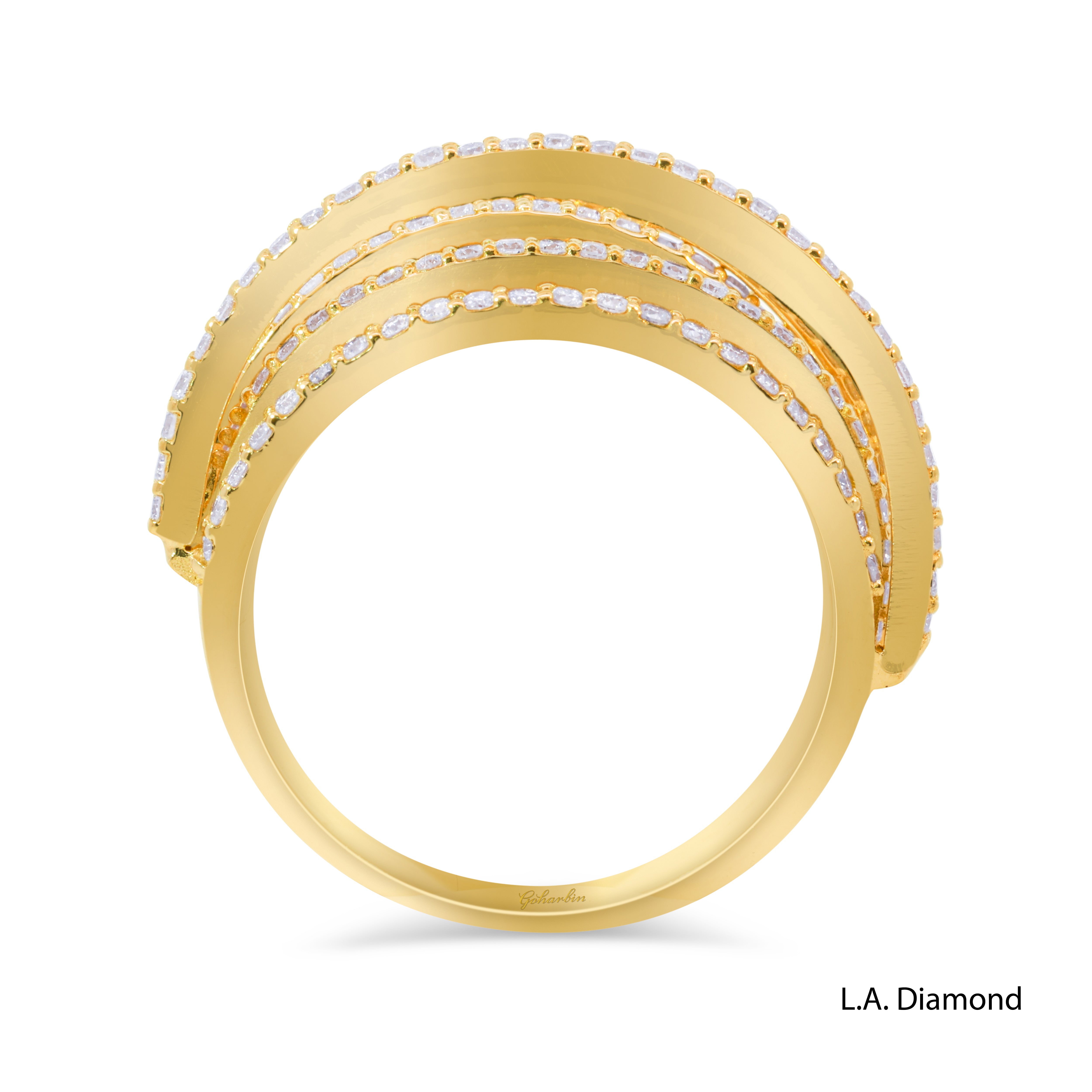 14K Yellow Gold Pavé Cross-Over Diamond Ring (1.00 ct)