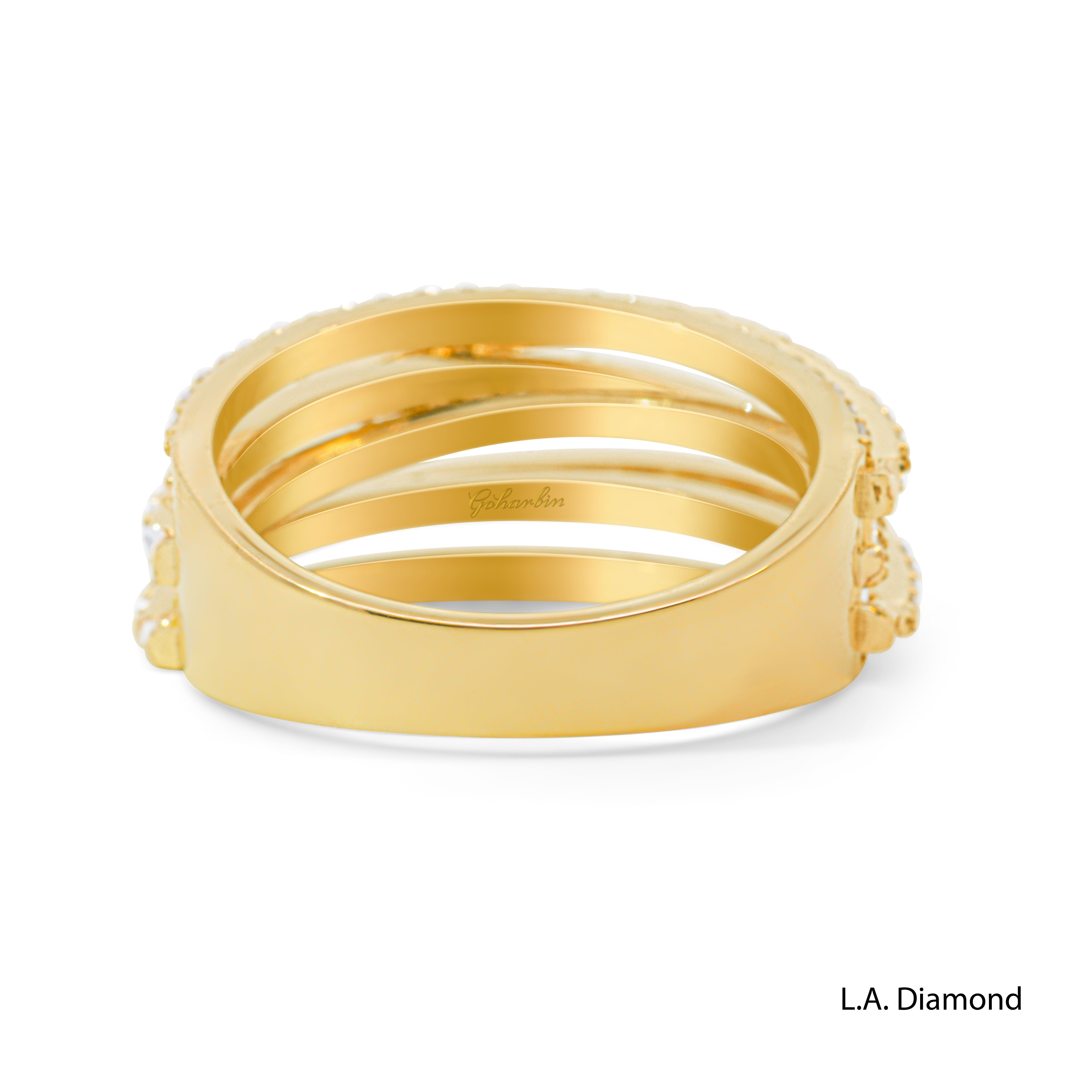 14K Yellow Gold Pavé Cross-Over Diamond Ring (1.00 ct)