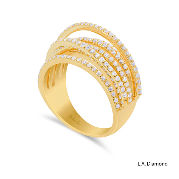 14K Yellow Gold Pavé Cross-Over Diamond Ring (1.00 ct)