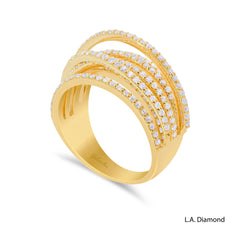 14K Yellow Gold Pavé Cross-Over Diamond Ring (1.00 ct)