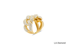 14K Yellow Gold Round Diamond Cuban Ring (3.00 ct)