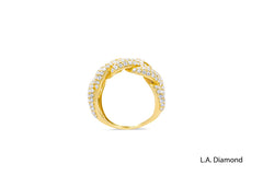 14K Yellow Gold Round Diamond Cuban Ring (3.00 ct)