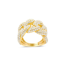 14K Yellow Gold Round Diamond Cuban Ring (3.00 ct)