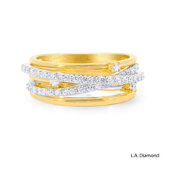 14K Yellow & White Gold Intertwining Diamond Pavé Ring (0.75 ct)