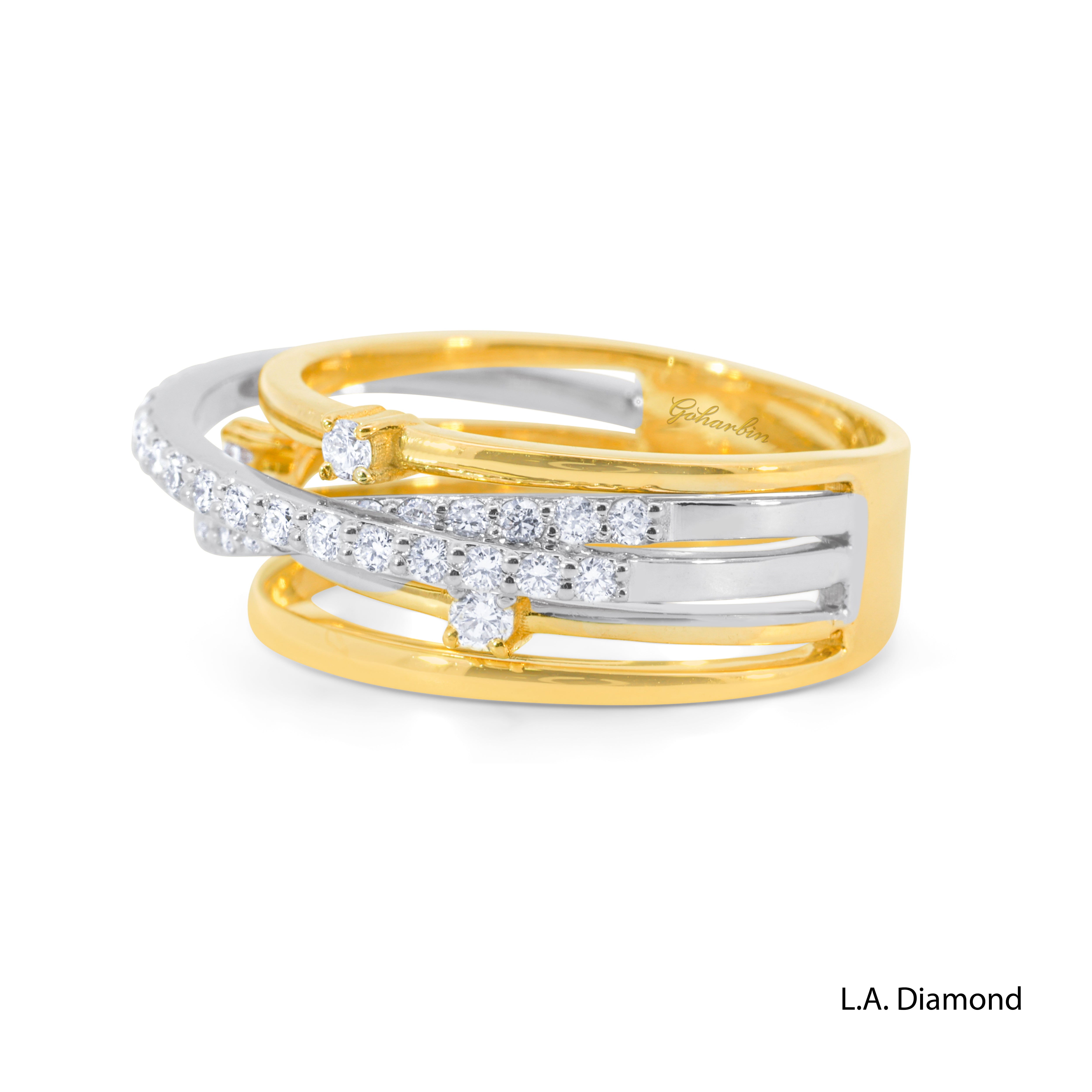 14K Yellow & White Gold Intertwining Diamond Pavé Ring (0.75 ct)