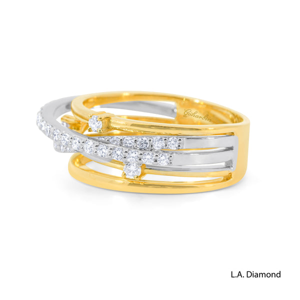 14K Yellow & White Gold Intertwining Diamond Pavé Ring (0.75 ct)