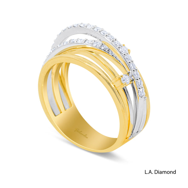 14K Yellow & White Gold Intertwining Diamond Pavé Ring (0.75 ct)