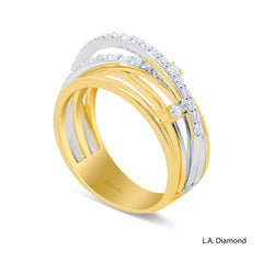 14K Yellow & White Gold Intertwining Diamond Pavé Ring (0.75 ct)