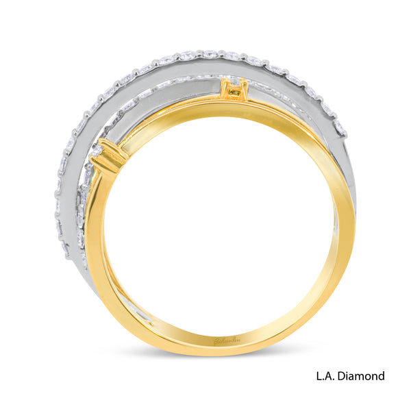 14K Yellow & White Gold Intertwining Diamond Pavé Ring (0.75 ct)