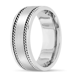New Men's Wedding Band 14K White Gold Wedding Band Fancy Design