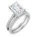 14K White Gold Emerald-Cut Solitaire Diamond Pavé Engagement Ring with Hidden Halo - SAW10004