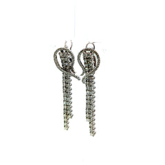 14k White Gold Diamond Dangle Earrings