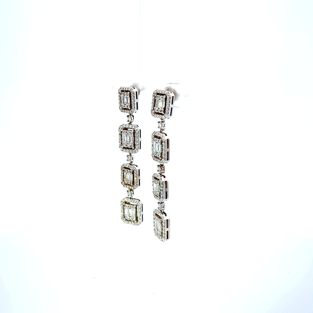 18k White Gold Diamond Drop Earrings