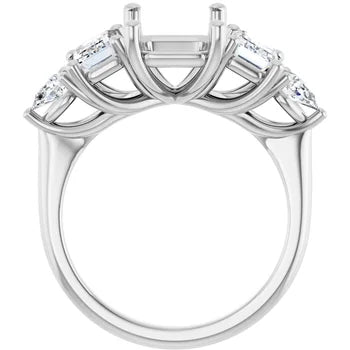 Emerald-Cut Semi-Mount Engagement Ring with 5-Stone Graduated Side Accents in 14K Gold