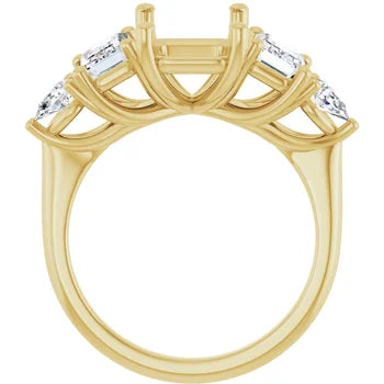 Emerald-Cut Semi-Mount Engagement Ring with 5-Stone Graduated Side Accents in 14K Gold