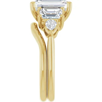 Emerald-Cut Semi-Mount Engagement Ring with 5-Stone Graduated Side Accents in 14K Gold