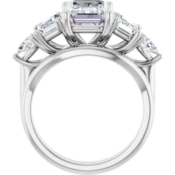 Emerald-Cut Semi-Mount Engagement Ring with 5-Stone Graduated Side Accents in 14K Gold
