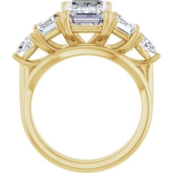 Emerald-Cut Semi-Mount Engagement Ring with 5-Stone Graduated Side Accents in 14K Gold