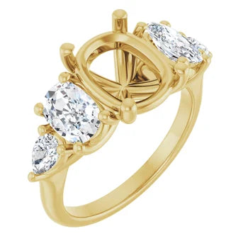 Oval-Cut Semi-Mount Engagement Ring with 5-Stone Graduated Side Accents in 14K Gold