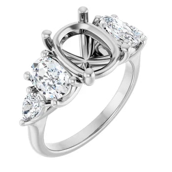 Oval-Cut Semi-Mount Engagement Ring with 5-Stone Graduated Side Accents in 14K Gold