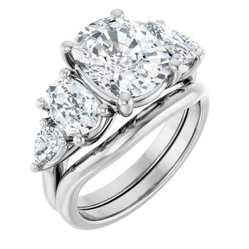 Oval-Cut Semi-Mount Engagement Ring with 5-Stone Graduated Side Accents in 14K Gold