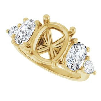 Oval-Cut Semi-Mount Engagement Ring with 5-Stone Graduated Side Accents in 14K Gold