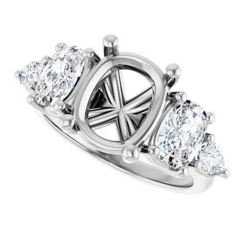 Oval-Cut Semi-Mount Engagement Ring with 5-Stone Graduated Side Accents in 14K Gold