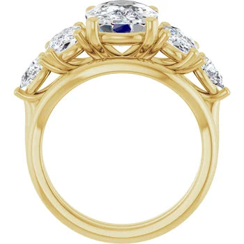 Oval-Cut Semi-Mount Engagement Ring with 5-Stone Graduated Side Accents in 14K Gold