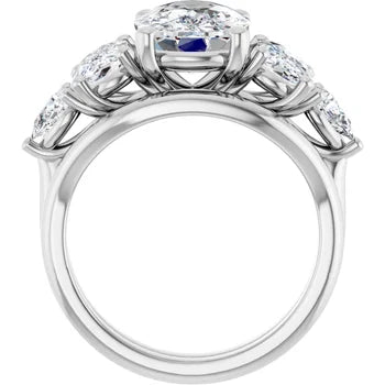 Oval-Cut Semi-Mount Engagement Ring with 5-Stone Graduated Side Accents in 14K Gold