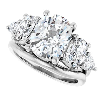 Oval-Cut Semi-Mount Engagement Ring with 5-Stone Graduated Side Accents in 14K Gold
