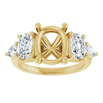 Oval-Cut Semi-Mount Engagement Ring with 5-Stone Graduated Side Accents in 14K Gold