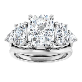 Oval-Cut Semi-Mount Engagement Ring with 5-Stone Graduated Side Accents in 14K Gold