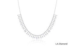 18K Gold Baguette & Round Diamond Necklace (3.10 ctw, 18")