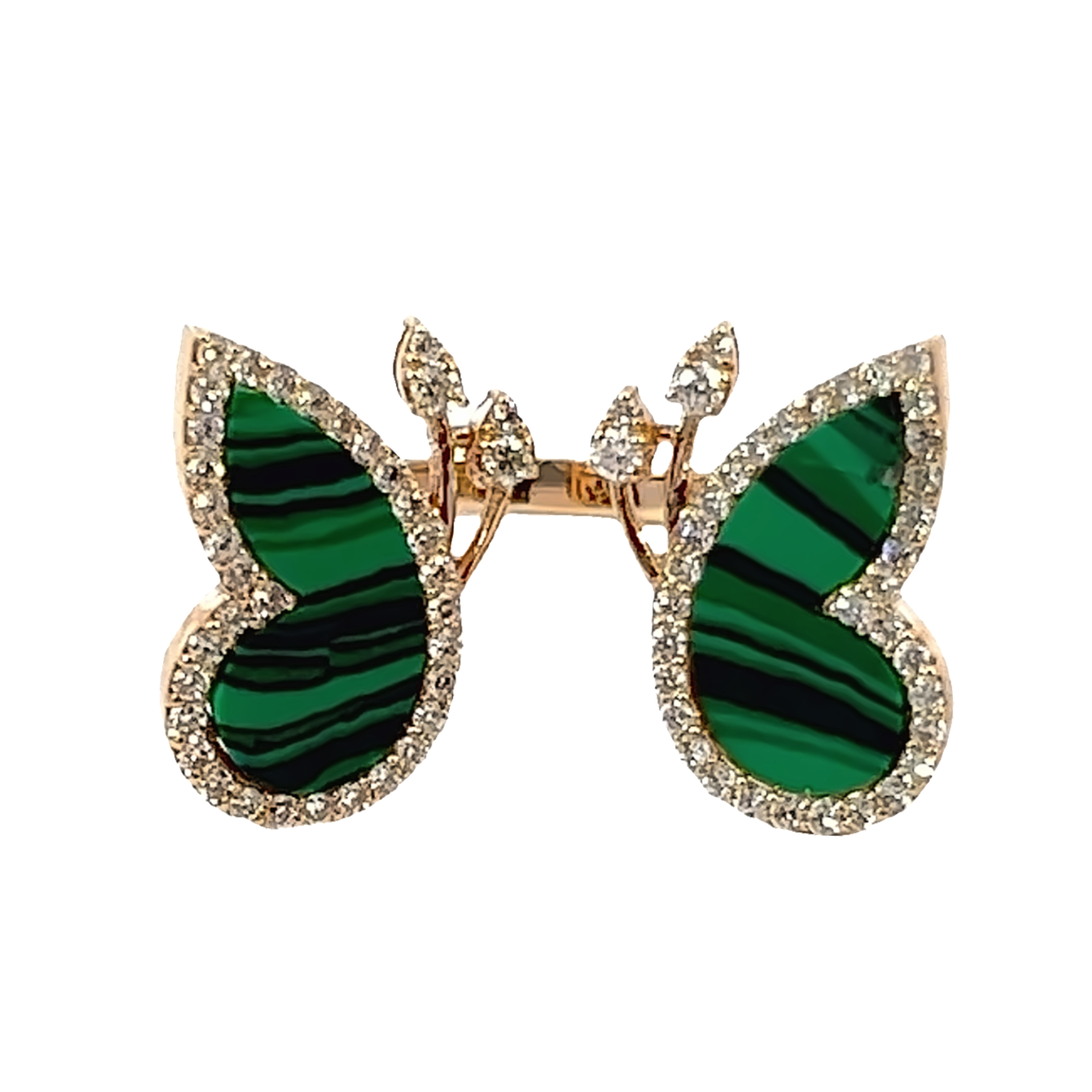 18K Rose Gold Diamond & Emerald Butterfly Marquise-Cut Ring (0.89 ct)