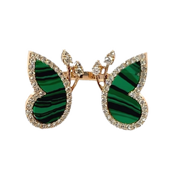 18K Rose Gold Diamond & Emerald Butterfly Marquise-Cut Ring (0.89 ct)