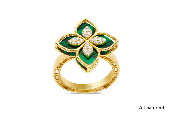 18K Rose Gold Diamond & Emerald Marquise-Cut Ring (0.35 ct)