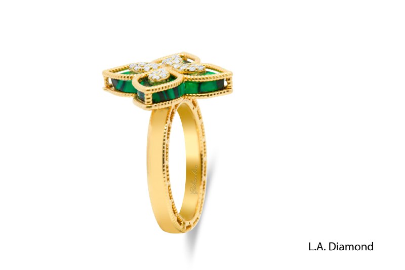 18K Rose Gold Diamond & Emerald Marquise-Cut Ring (0.35 ct)