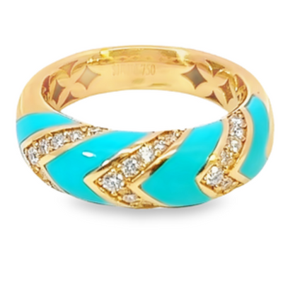 18K Rose Gold Diamond & Turquoise Wedding Band (0.35 ct)