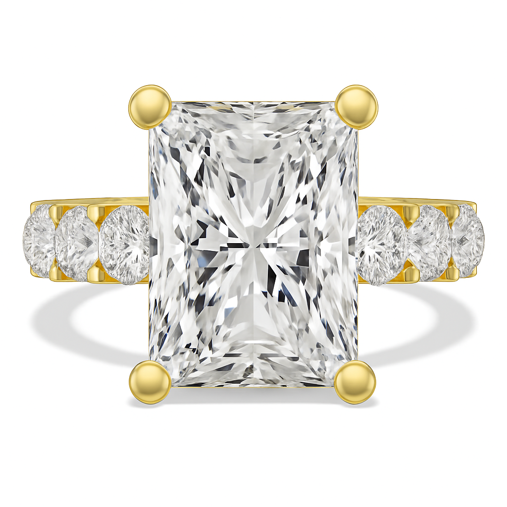 18K White Gold 8ct Emerald Cut Diamond Solitaire Eternity Ring