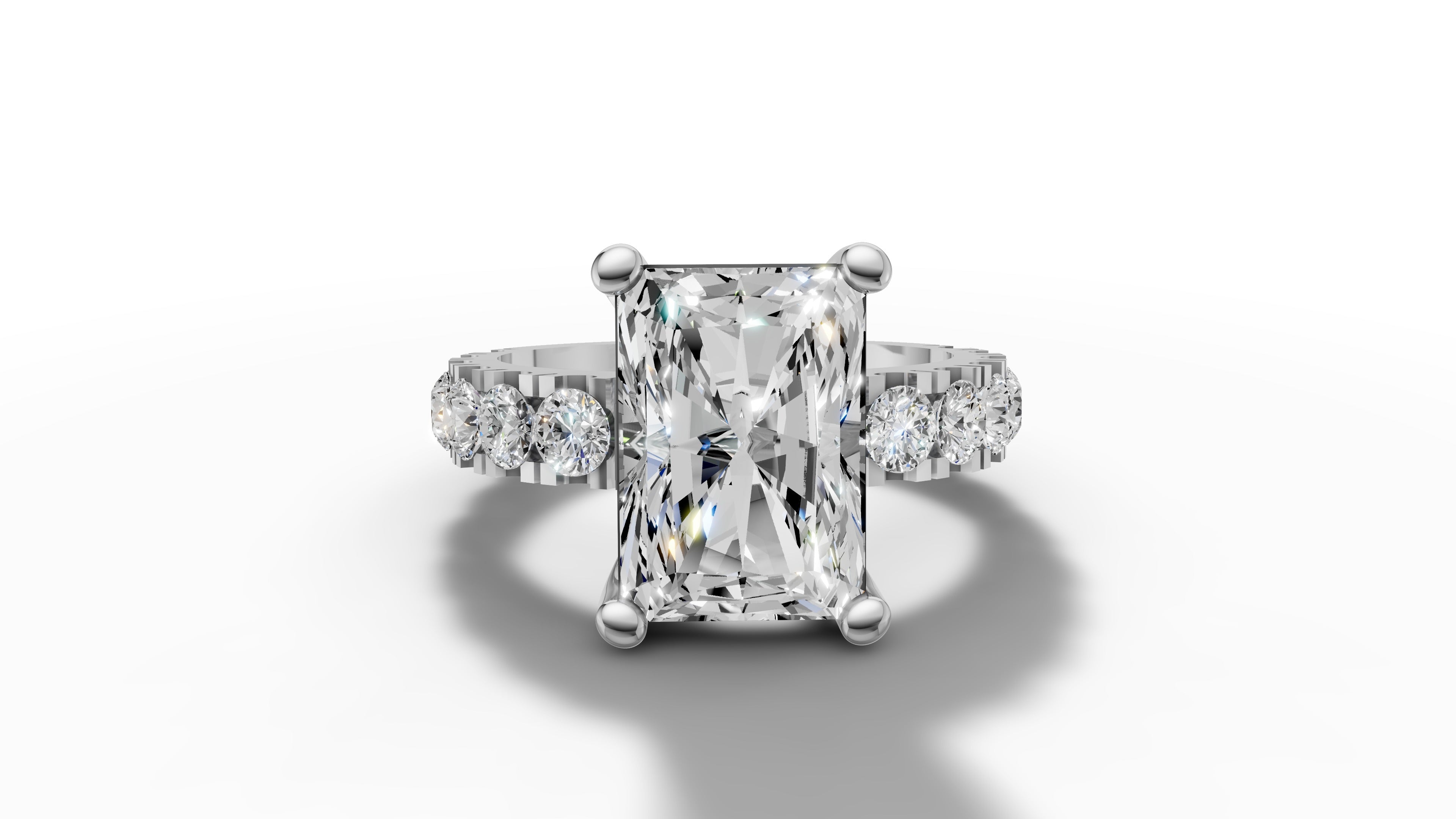 18K White Gold 8ct Emerald Cut Diamond Solitaire Eternity Ring