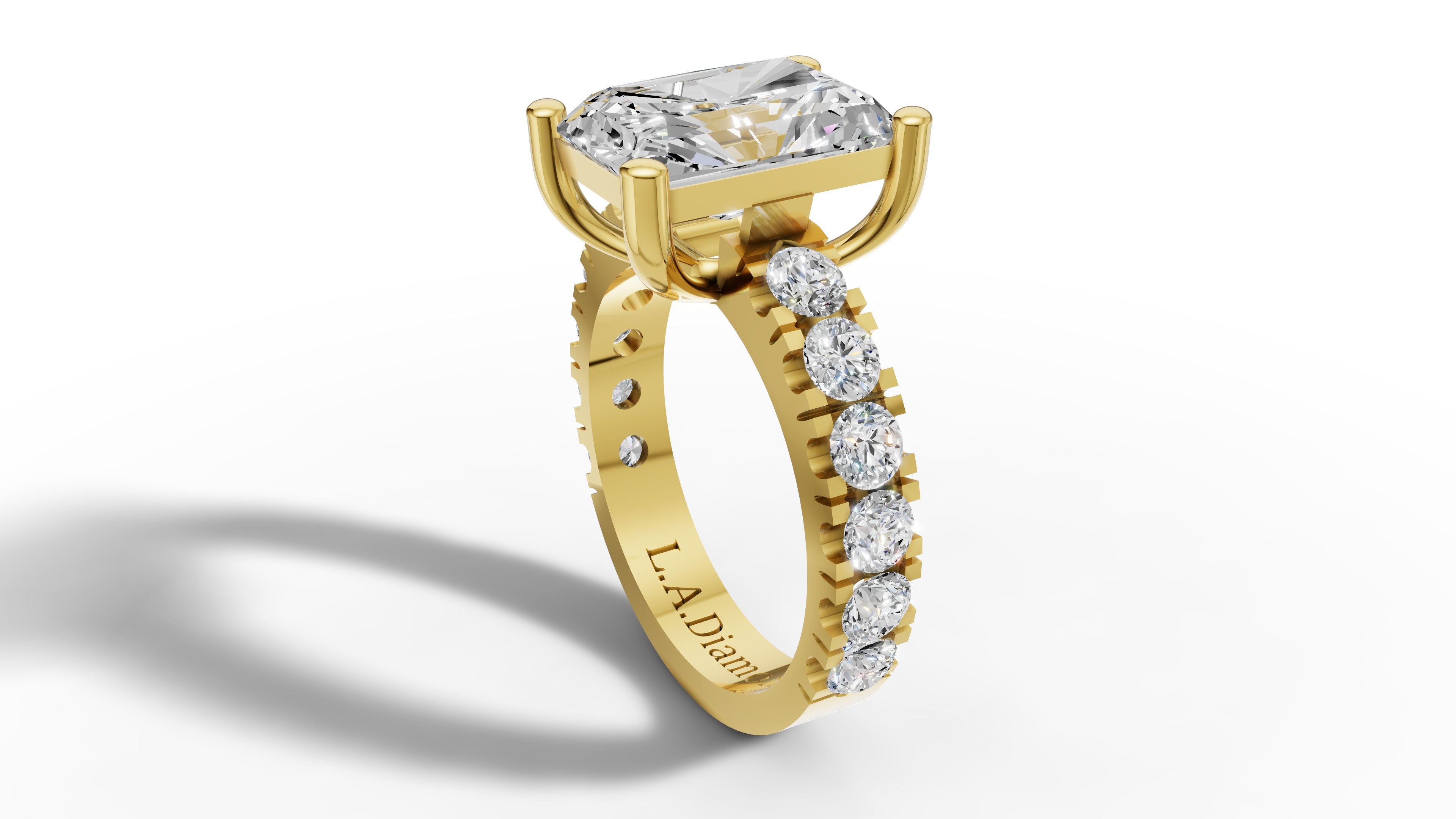 18K White Gold 8ct Emerald Cut Diamond Solitaire Eternity Ring