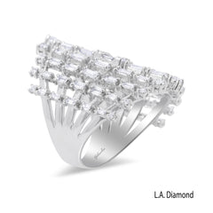 18K White Gold Baguette & Round Diamond Cluster Ring (2 ct)