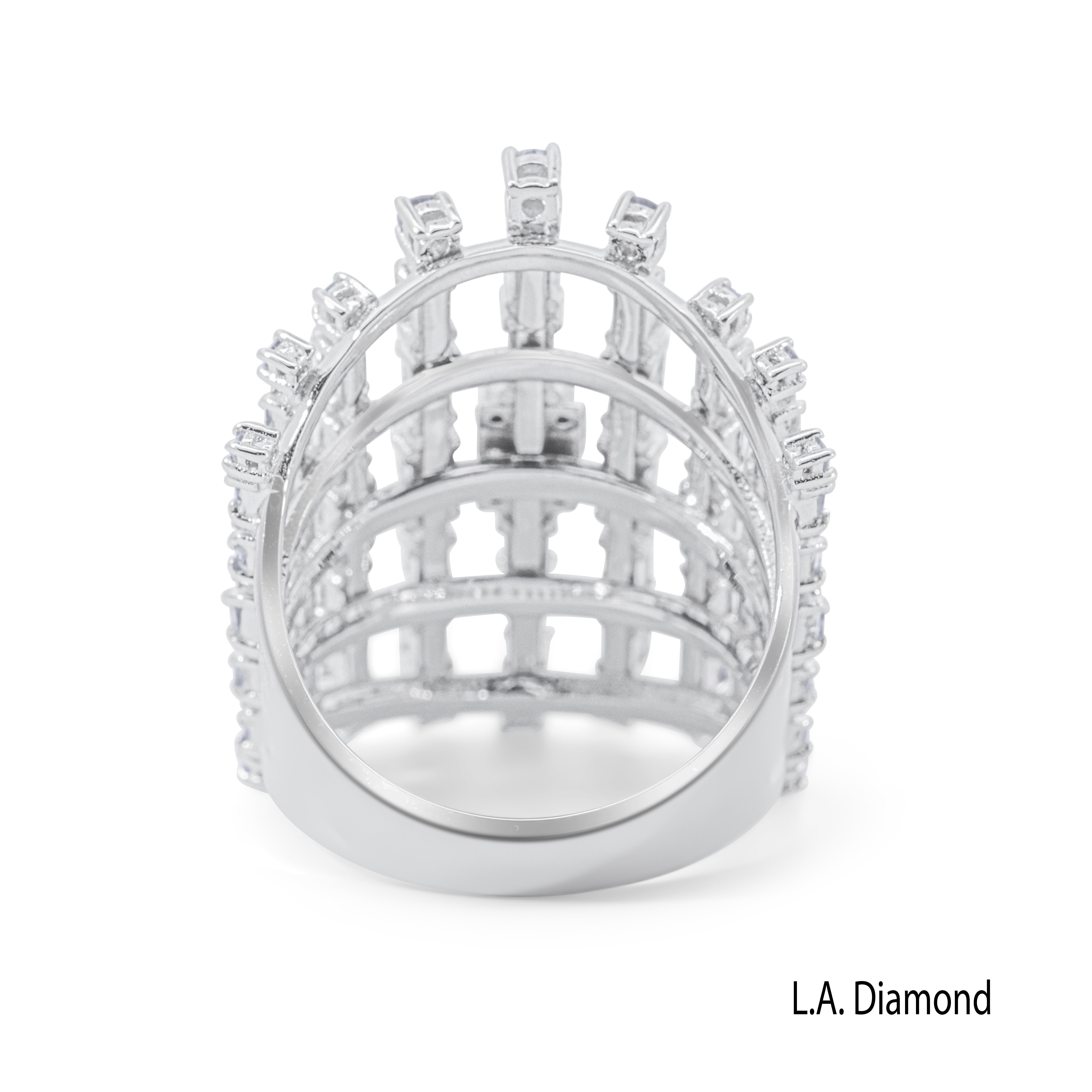 18K White Gold Baguette & Round Diamond Cluster Ring (2 ct)